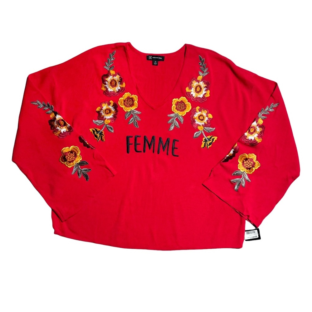 I.N.C. International Concepts Red Femme Long Sleeve Blouse